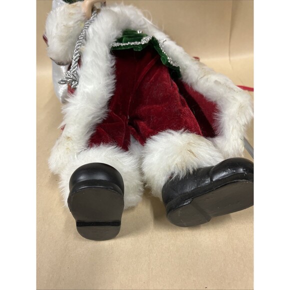 Merry Brite Santa Claus Tartan Plaid Coat Gift Bag Silver Staff 18" Read - Picture 12 of 12